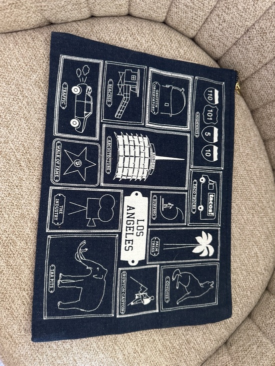 Handbags - Los Angeles Navy Canvas Zip Pouch
